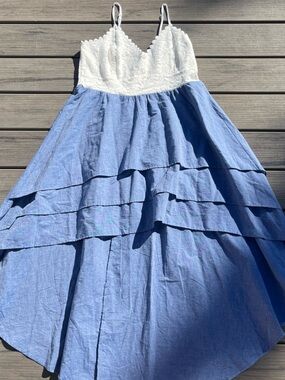 Truth NYC; White Lace Bodice; Tiered Baby Blue; High/Low Summer Dress; XL